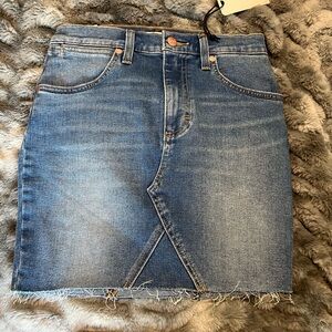 Wrangler Denim Mini Skirt with Frayed Hem